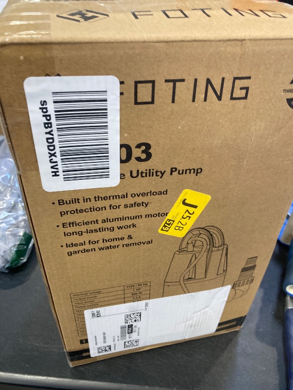 Photo 1 of FOTING Sump Pump 1HP Clean/Dirty Submersible Water Pump, 4600GPH Utility Pump Thermoplastic Electric Portable Transfer Water Pump for Swimming Pool Garden Pond Basement with 10ft Long Power Cord