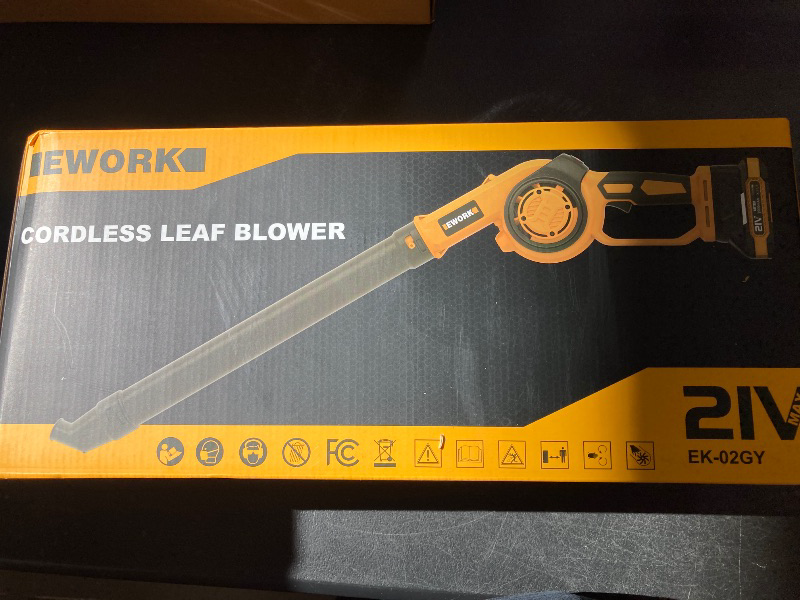 Photo 1 of EWORK Small Leaf Blower Cordless 200 MPH Mini Electric Leaf Blower Handheld 21V with Battery and Charger, Lightweight Powerful Blowers Compact for Jobsite, Patio Cleaning, Lawn Care, Blowing Leaves