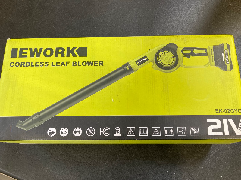 Photo 1 of EWORK Small Leaf Blower Cordless 21V 200 MPH Mini Electric Leaf Blower with Battery and Fast Charger, Powerful Lightweight Leaf Blowers for for Lawn Care, Patio, Blowing Leaves