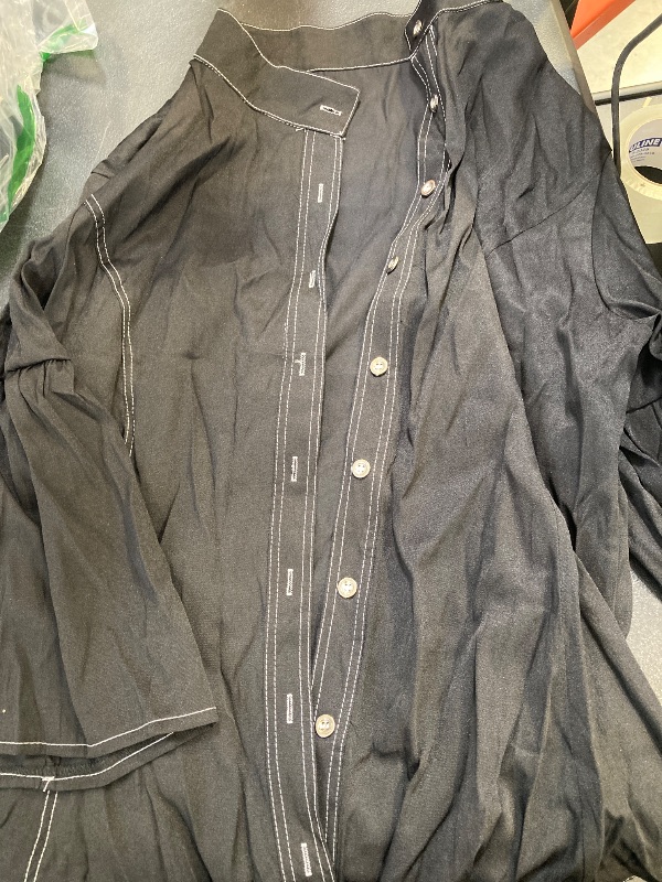 Photo 1 of Women's Black Button Up Short Sleeve Shirt - XXL