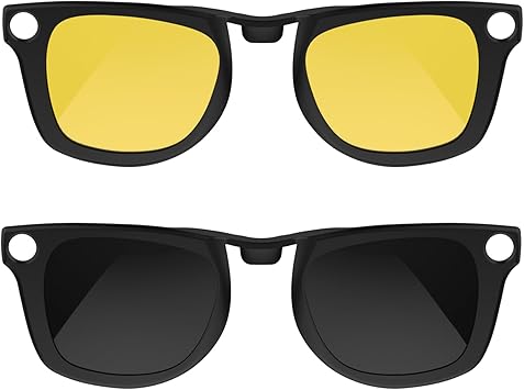 Photo 1 of RCstyle Polarized Clip Compatible with Ray-Ban Meta Wayfarer (RW4006 Size M Standard 50-22) Smart Glasses Color Changing Clip Set (Night Vision Yellow, Black)
