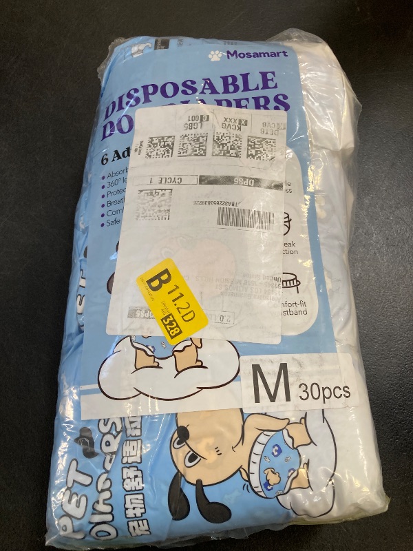 Photo 1 of Disposable Dog Diapers 30Count Absorbent Soft Puppy Doggie Diapers for Female Dogs with Stretchy Waist Puppy Diaper in Heat Period Excitable Urination (M 30PCS)