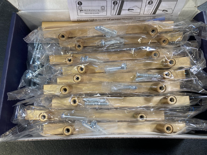 Photo 1 of Ravinte 20 Pack Brass 4 Inch Hole Center Champagne Gold Handles Square Cabinet Hardware Stainless Steel Pulls for Kitchen Cupboard Drawers 6-3/8 Inch Overall Length