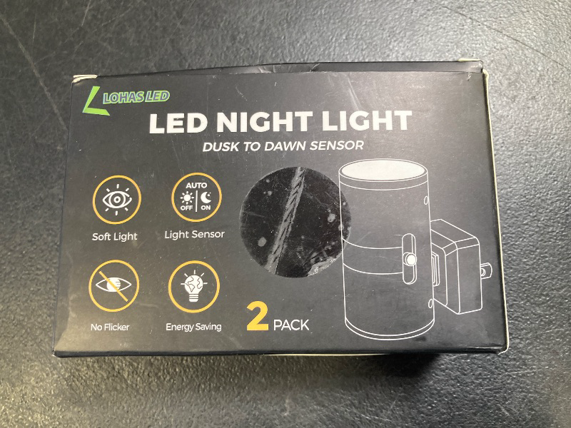 Photo 1 of L LOHAS LED Night Light Plug in, Modern Night Lights Plug into Wall, Dusk to Dawn Sensor, Soft White 3000K, 0-100LM Adjustable Brightness, Dimmable Night Lights for Hallway Bedroom Stairway, 2 Pack