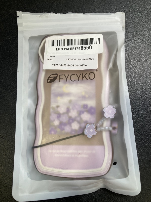 Photo 1 of Fycyko Compatible with iPhone 11 Case with Cute Purple Flower Floral Pattern Design Aesthetic Women Teen Girls Flower Lens Protection Case for iPhone 11 +Chain