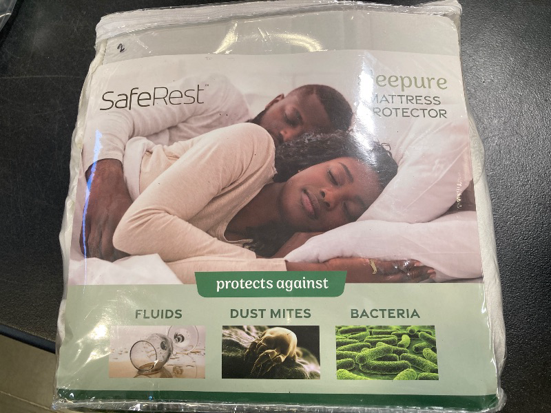 Photo 1 of SafeRest Sleepure Waterproof Mattress Protector King Size - Viscose Derived from Bamboo - Fitted with Stretchable Pockets - Machine Washable Cotton King Mattress Cover for Bed