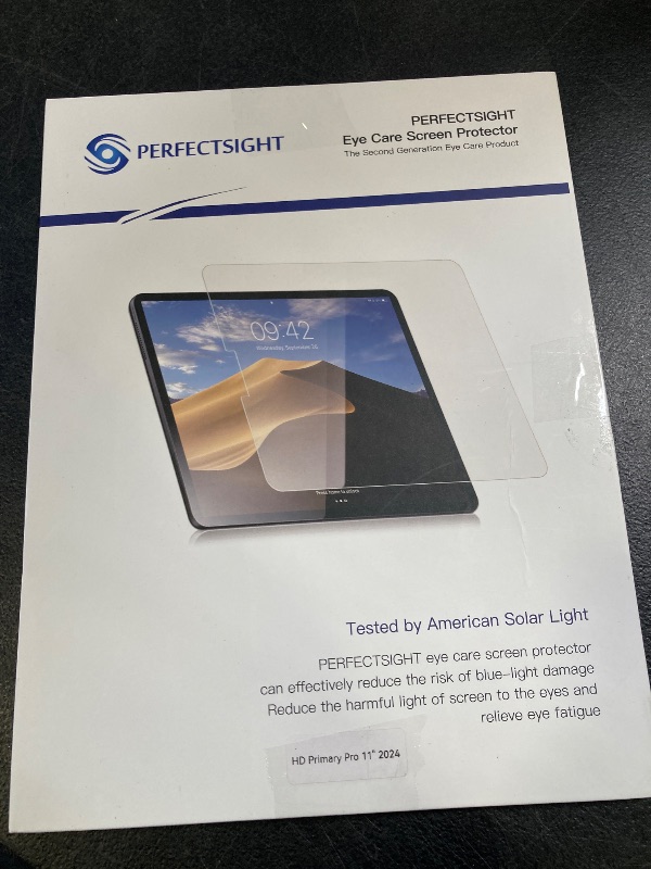Photo 1 of PERFECTSIGHT Anti Blue Light Screen Protector Compatible with iPad Pro 11 Inch 2024 M4, Eye Protection Blue Light Filter, HD Easy Installation Anti Fingerprint Tempered Glass, 1 Pack