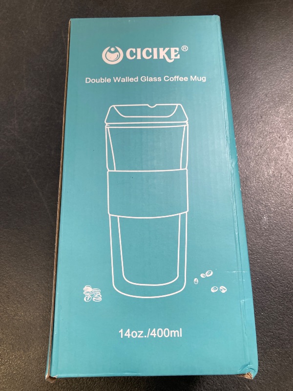 Photo 1 of Double Wall Glass Coffee Travel Mug with Lid, Insulated for Hot and Cold Beverages, 14 Ounces Capacity, Clear Drinking Tumbler, All Made of Glass Including the Lid