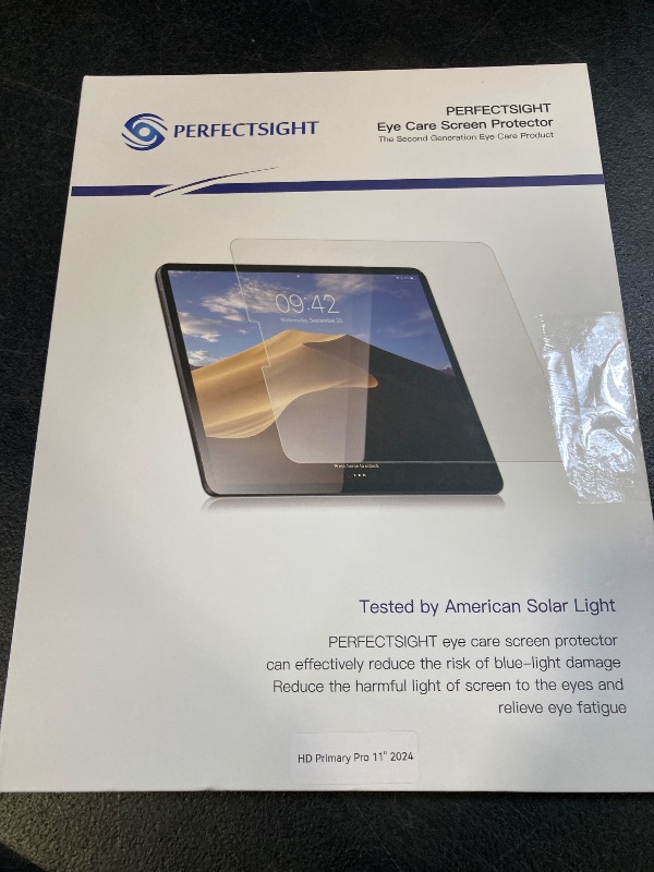 Photo 1 of PERFECTSIGHT Anti Blue Light Screen Protector Compatible with iPad Pro 11 Inch 2024 M4, Eye Protection Blue Light Filter, HD Easy Installation Anti Fingerprint Tempered Glass, 1 Pack