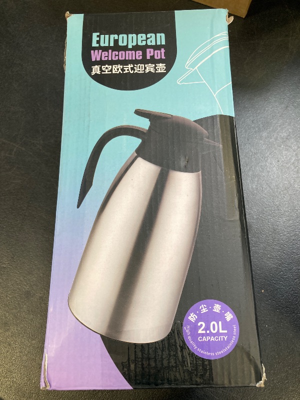 Photo 1 of 70 Oz Insulated Thermal Coffee Carafe Stainless Steel Double Walled Vacuum Coffee Thermos, Hot Water, Tea, Hot Beverage Dispenser, Keep 24 Hour Heat Retention/12 Hour Cold Retention (Sliver, 2L)