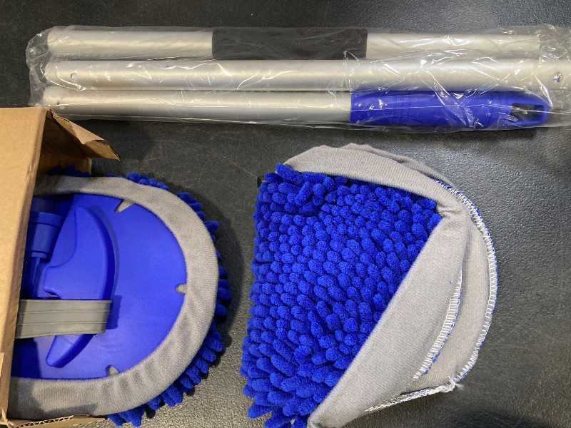 Photo 1 of 62" Car Wash Brush with Long Handle and Car Wash Brush Microfiber Car Cleaning Brush Kit for Car RV Truck Cleaning 1 Chenille Scratch-Free Replacement Head with Aluminum Alloy Pole (Blue)