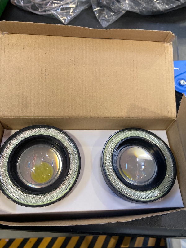 Photo 1 of Wogomz 2PCS Angel Eye Halo Fog Lights for Cars, Super Bright LED Fog Lights Assembly with COB Aperture, 12V Daytime Running Light Bulb Fits Car Truck SUV, Universal Car Accessories (Ice Blue)
