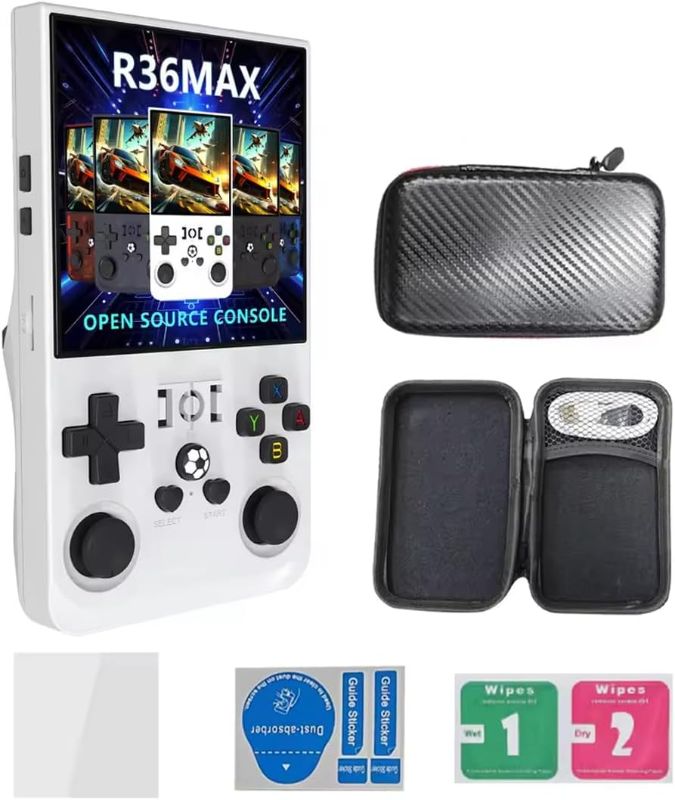Photo 1 of R36MAX Handheld Game Console 128G Built-in 22000+ Classic Games, 4.0 HD IPS Screen Open Source Linux System Video Retro Game Player