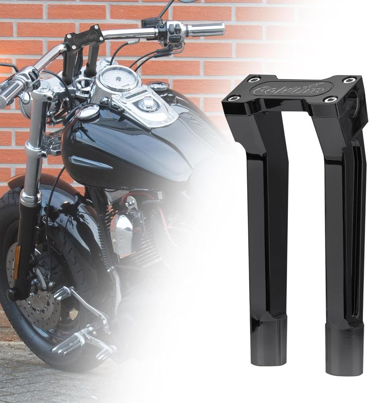Photo 1 of 1 inch Clamp Round Motorcycle Handlebar Risers, Height 8 inch Pullback Handlebar Riser Extension Kit Compatible with Harley Sportster,Dyna(Black)
