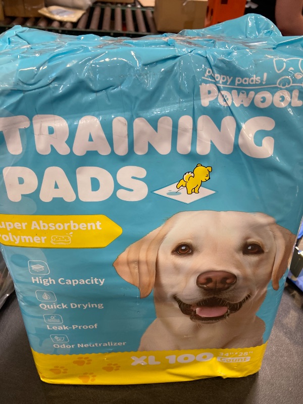Photo 1 of Powools 100-Pack X-Large Puppy Pads - 34'' x 28'' Pee Pads for Dogs Potty Training with Leak-Proof Quick-Dry Design, 6-Layer Wee Wee Pads for Dogs, Charcoal, Black