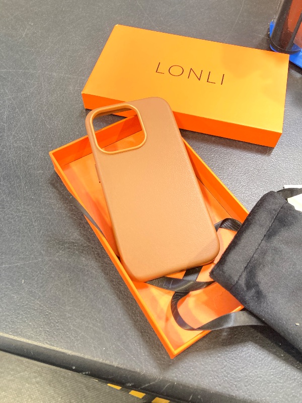 Photo 1 of LONLI Classic - (for iPhone 15 Pro) - European Nappa Leather Phone Case - Smoothen and Soften Over Time - Compatible with Magsafe - Saddle Brown