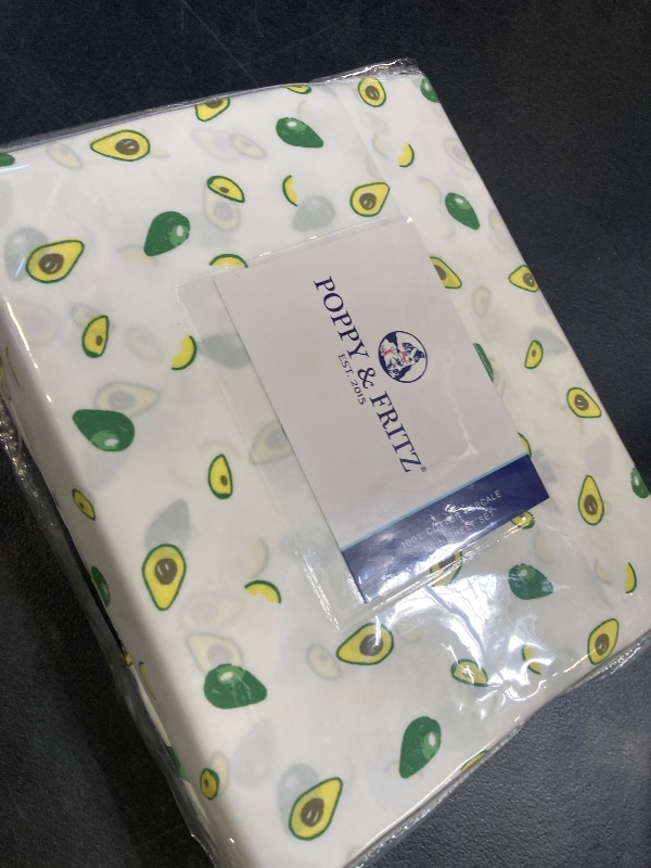 Photo 1 of Poppy & Fritz - Twin Sheets, Cotton Percale Bedding Set, Crisp & Cool, Ideal Bedding Set (Avocados, Twin)