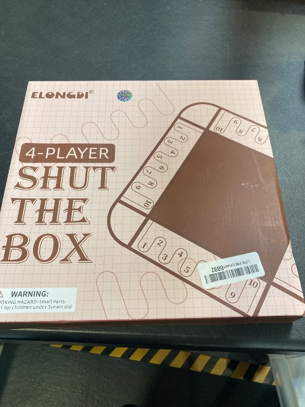 Photo 1 of ELONGDI 1-4 Players Shut The Box Dice Game,12" Wooden Board Table Math Games with 12 Dice and Storage Bag for Kids Adults Classic Tabletop Version for Classroom,Home,Party or Pub