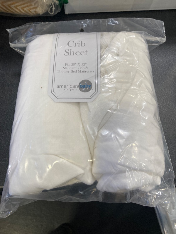 Photo 1 of American Baby Company 2 Pack 100% Natural Cotton Fitted Crib Sheets 52" x 28" - Soft, Breathable, Hypoallergenic & Gentle Toddler Bed Sheets, White, Neutral for Boys & Girls