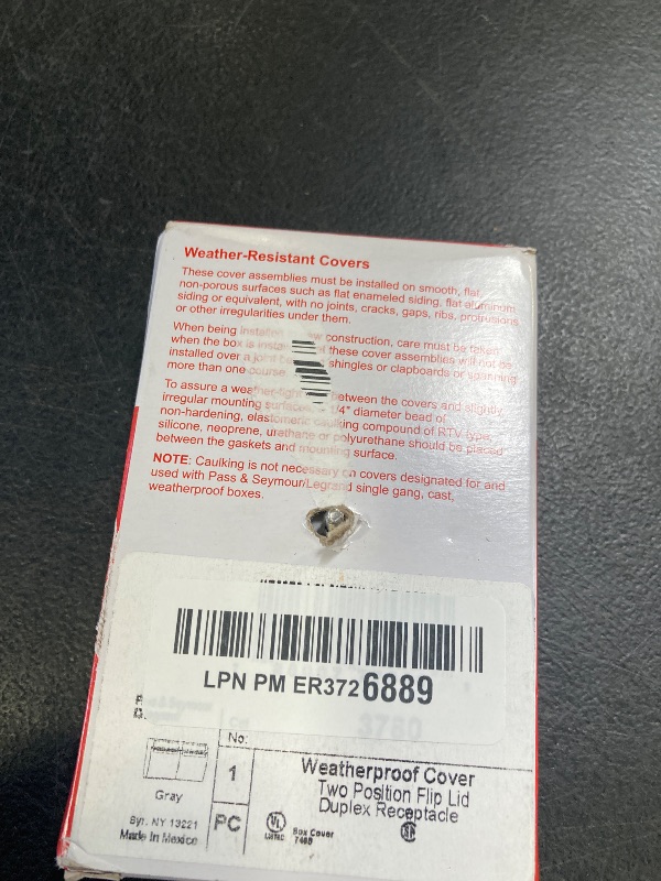 Photo 1 of Legrand Pass & Seymour 3780 Thermoplastic Weatherproof Outdoor Horizontal Reinforced Two Position Flip Lid (Closed or 90 Degrees), 1 Gang, Duplex Receptacle Outlet, Gray (1 Count)