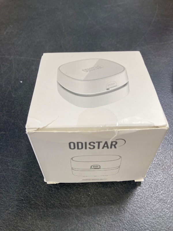 Photo 1 of ODISTAR Desktop Vacuum Cleaner, Mini Table dust Sweeper Energy Saving,High Endurance up to 90 mins,Cordless&360º Rotatable Design for Keyboard/Home/School/Office(White AA Battery)