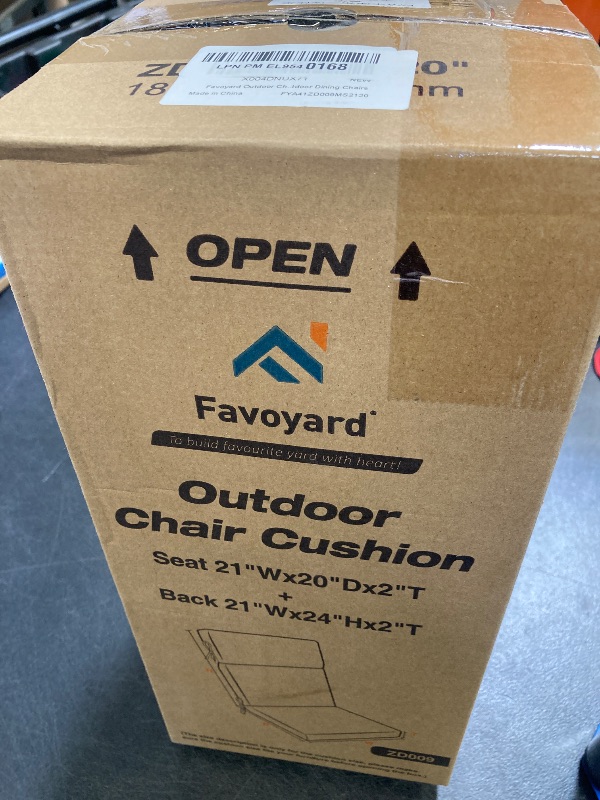 Photo 1 of Favoyard Outdoor Chair Cushion 21 x 20 x 2 Inch Waterproof & Color Fade Resistant High Back Patio Furniture Cushion Replacement with Removable Cover, Ties and Hidden Zipper for Outdoor Dining Chairs