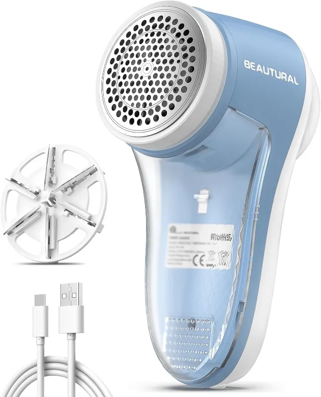 Photo 1 of BEAUTURAL Fabric Shaver, Rechargeable Lint Remover for Clothes, Electric Blue