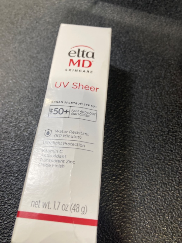 Photo 1 of EltaMD UV Sheer Face and Body Sunscreen SPF 50+, Oil Free, No White Cast Sunscreen for Face and Body, Zinc Oxide Formula, 1.7 oz Tube