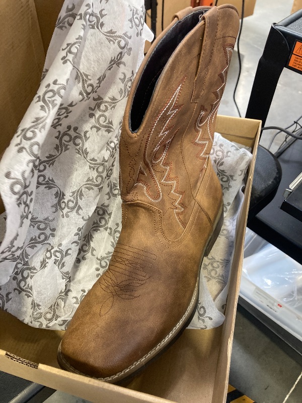 Photo 1 of IUV Cowboy Boots For Men with Wide Square Toe Western Retro Boot Durable Classic Fashionable Embroidered Pull On Slip Resistant Boots