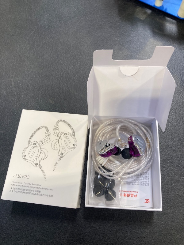 Photo 1 of Five Driver Headphones,KZ ZS10 PRO High Fidelity Noise-Isolating Earbuds/Earphones with Detachable Cable 2Pin 0.75mm (with MIC, Purple)