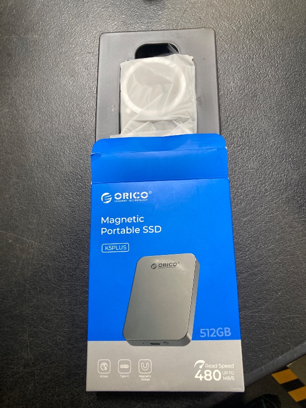 Photo 1 of ORICO 512GB Magnetic Portable SSD, Metal Body, 4K 120 fps ProRes HDR Record and Store, Up to 460MB/s, USB C&A 2 in 1 Cable, External SSD Compatible with iPhone 16 Pro Max, Tablet, Computer - K5PLUS
