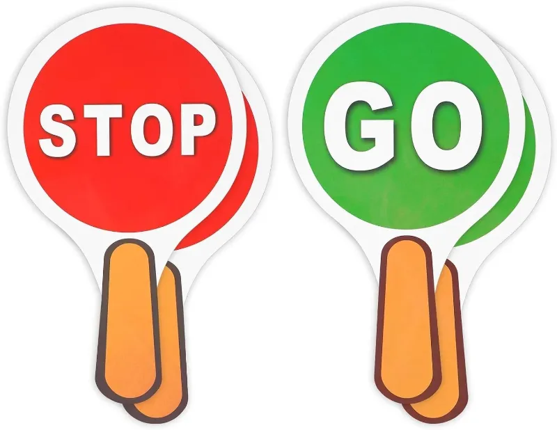 Photo 1 of 4 Pack Stop & Go Sign Handheld Sign Lights Double Sided Stop & Go Crossing Road
