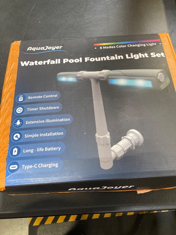 Photo 1 of Pool Fountain with 8-Color 4-Mode LED Lights, Above/Inground Pool Fountain Lights with Remote, 360°Adjustable Pool Sprinkler for Relaxation & Cooling 10-20°F