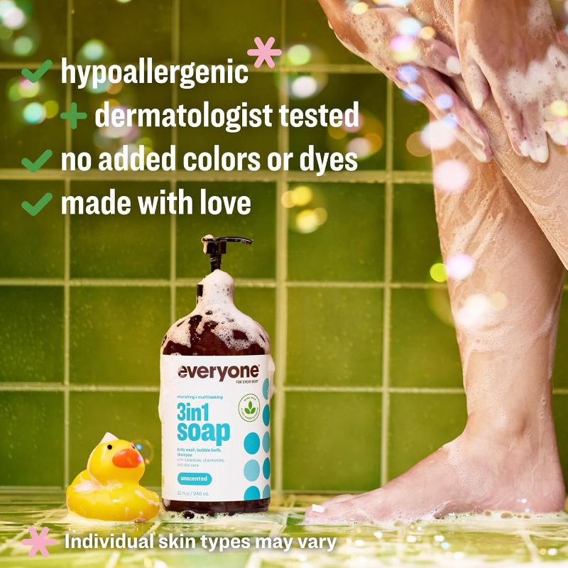 Photo 1 of Everyone 3-in-1 Soap, Body Wash, Bubble Bath, Shampoo, 32 Ounce Unscented, made for Men and Women