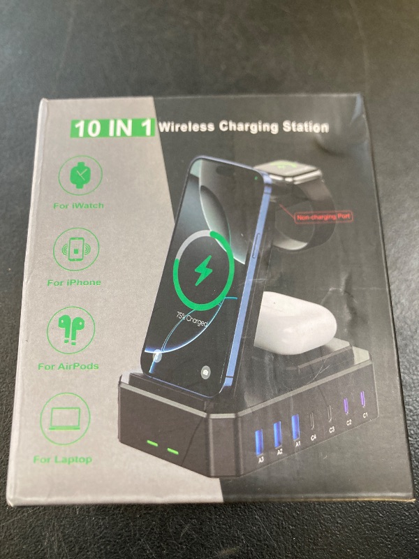 Photo 1 of 300W Charging Station for Multiple Devices Apple, Zutspzss 10 in 1 Wireless Charger for iPhone 16, GaN III USB C 65W PD Fast Charging Stand Dock for MacBook, Apple Watch&Airpods,White