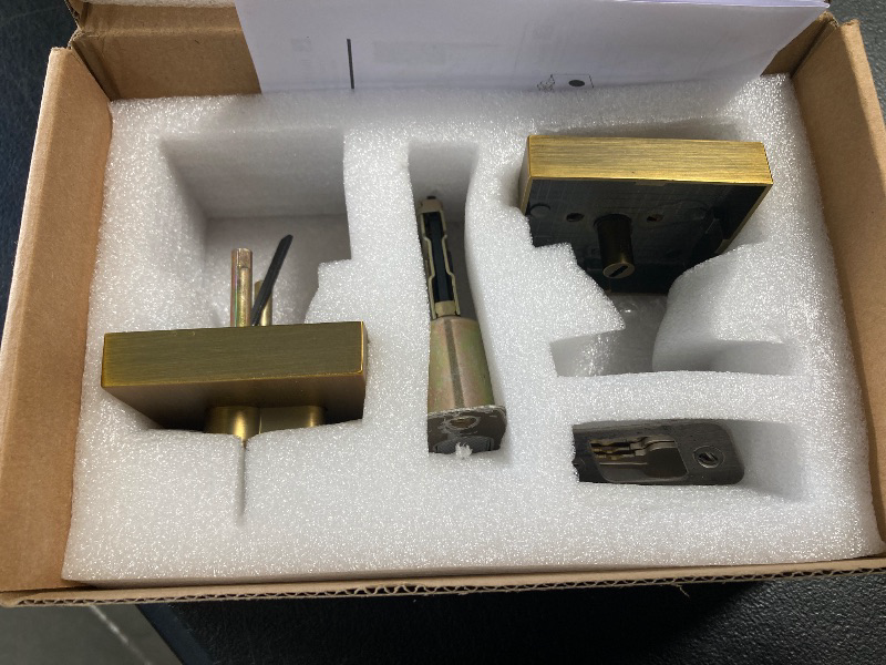 Photo 1 of HIEMEY Antique Brass Door Knob with Deadbolt, Single Cylinder Deadbolt and Door Knob Set