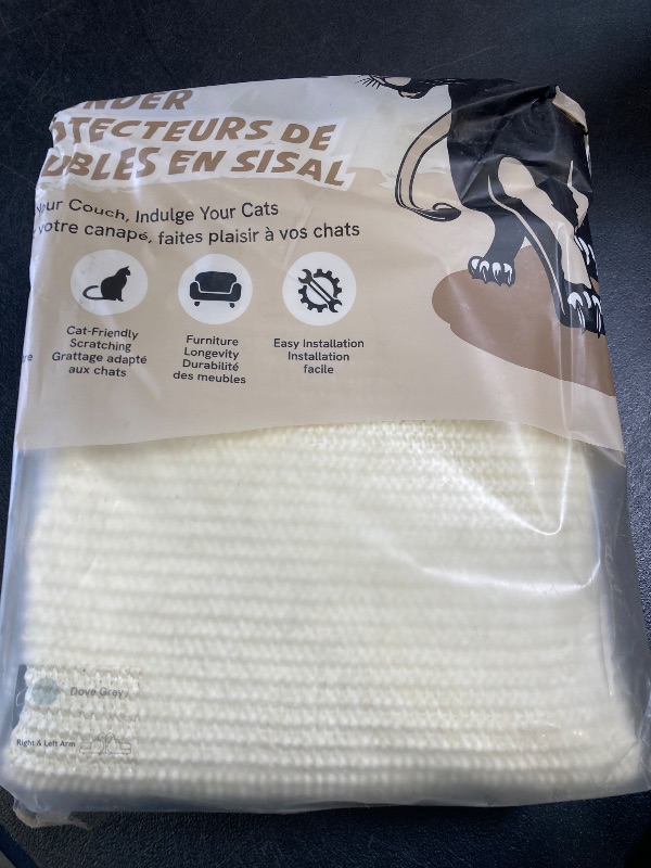 Photo 1 of Panther Armor Cat Scratching Mats for Couch [2pcs for Left & Right Arm in Grey] - Natural Sisal Couch Protector from Cat Scratch - Furniture Protectors for Pets - Scratch Pads