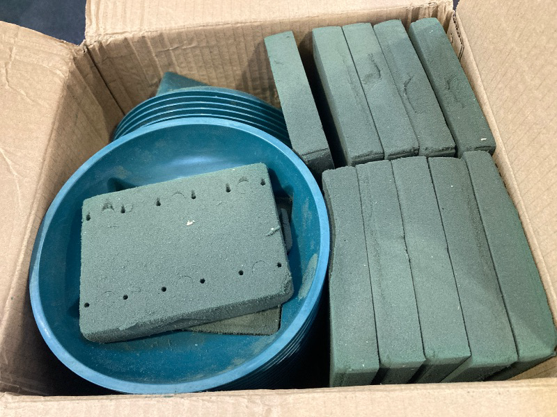 Photo 1 of 24 PCS Floral Foam Supplies Green Bowls for Flower Arrangements, Large Size Round Floral Supplies, Flower Foam Bowl Kit for Christmas Party Wedding Festival