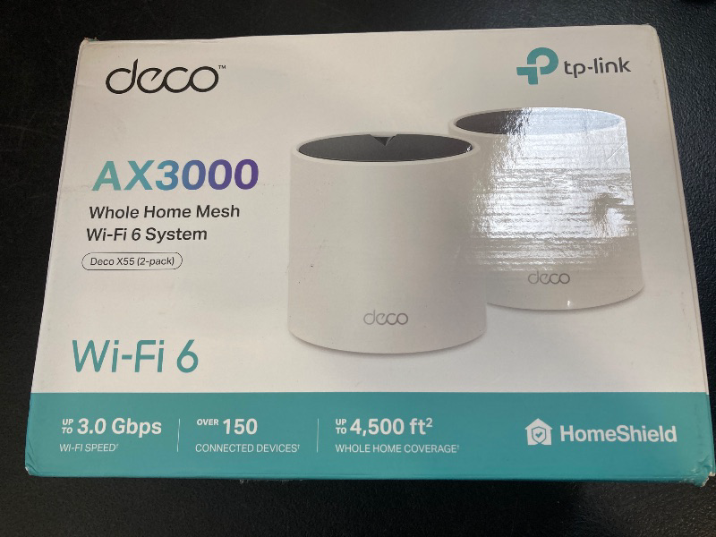 Photo 1 of TP-Link Deco X55 AX3000 WiFi 6 Mesh System - Covers up to 4500 Sq.Ft, Replaces Wireless Router and Extender, 3 Gigabit Ports per Unit, Supports Ethernet Backhaul, Deco X55(2-Pack)