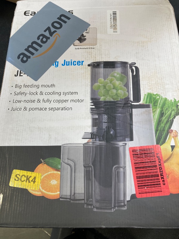 Photo 1 of Cold Press Juicer, 5.8" Wide Feed Chute Juice Extractor Machine with 400W, High Juice Yield, Slow Masticating Juicer for Whole Vegetables & Fruits, Metallic Silver