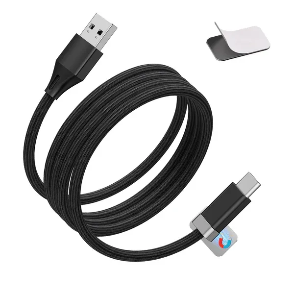 Photo 1 of Magtame Magnetic USB A to USB C Cable with Organizer Holder, 5FT Tidy Cable Management Fast Charger Cord Anti-Drop StayCable, Braided Data Cord for iPhone 15/16, Nightstand, Car, Desk Original Design, Black 