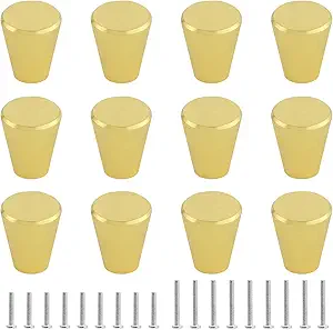 Photo 1 of Uenhoy 12 Pack Polished Gold Cabinet Knobs, Gold Drawer Knobs, Cone Shaped Solid Dresser Knobs for Cabinet Cupboard Dresser Drawer
