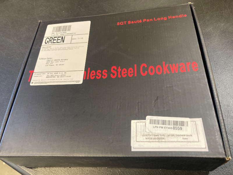 Photo 1 of LOLYKITCH 5 Quarts Tri-Ply Stainless Steel Sauté Pan wih Lid, 12 Inch Deep Frying Pan,Jumbo Cooker,Induction Cooking Pan,Dishwasher and Oven Safe,Detachable Handle.