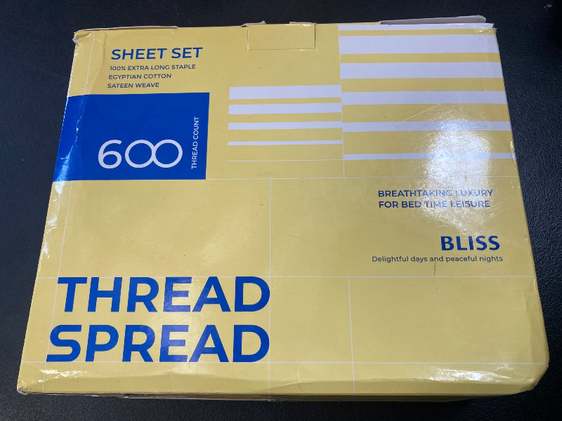 Photo 1 of THREAD SPREAD Luxury Egyptian Cotton Sheets Twin XL Size - 600 Thread Count 3 PC Twin XL Sheets Deep Pockets, Soft, Cooling Extra Long Staple Sateen Weave College Dorm Bedding Twin XL - Navy Blue