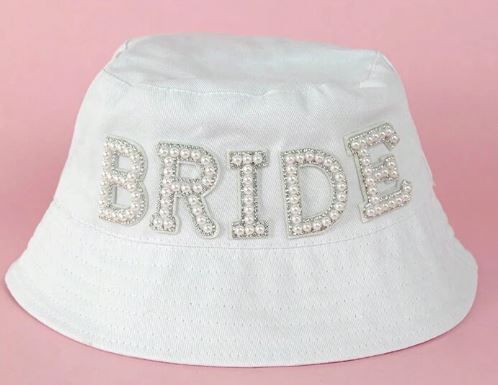 Photo 1 of Faux Pearl Bride White Bucket Hat Wedding Engagement Mrs Wifey Gift