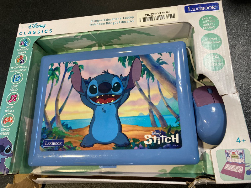 Photo 1 of Lexibook - Disney Stitch - Bilingual English/Spanish Educational Laptop, 124 Language Activities, Writing, Maths, Logic, Music and Games, Boys and Girls, JC598Di2