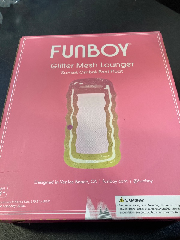 Photo 1 of FUNBOY Giant Inflatable Luxury Ombre Glitter Mesh Lounger Water Hammock Pool Float, Perfect for a Summer Pool Party Large, Rainbow