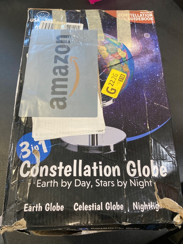 Photo 1 of USA Toyz Illuminated World Globe with Stand - 3in1 STEM Globes for Adults and Kids, Constellation Map, Built-In LED Night Light Lamp, Easy to Read Texts, Non-Tip Base, 13.5 Inch Tall, 9 Inch Diameter