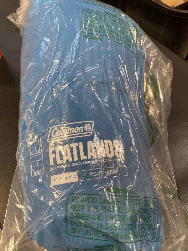Photo 1 of Coleman Flatlands 30/40/50°F Adult Sleeping Bag, Made from 100% Recycled Material, Big & Tall Options, Cool-Weather Sleeping Bag