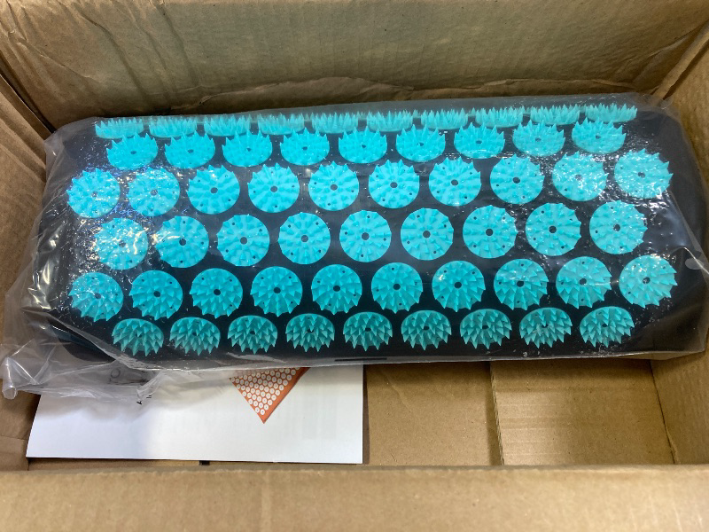 Photo 1 of ProsourceFit Acupressure Mat and Pillow Set for Back/Neck Pain Relief and Muscle Relaxation, Large - Black/Aqua